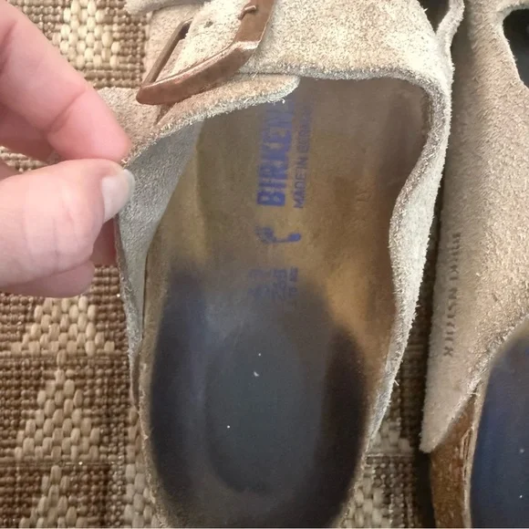 Birkenstock Arizona Suede Leather Slides Sandals Tan Brown  10 M 8 EUR 41 - Picture 6 of 6